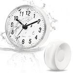 Betus Waterproof Bathroom Shower Clock with Large Suction Cup - Silent, Water Proof, Battery Operated Clock for Toilet, Kitchen, Desk & Wall (White)