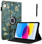 ProElite Cover for Apple iPad 10th Gen Case Cover, 360 Rotatable Smart Flip Case Cover for Apple iPad 10th Generation 2022 with Stylus Pen, Flowers