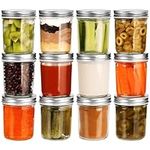 BELLE VOUS 12 Pack of Glass Mason Jars with Metal Lids - 200ml/6.8oz Airtight Regular Mouth Canning Jars - Food Storage Jars for Overnight Oats, Preserving Jam, Pickling, Jelly, Meal Prep and More