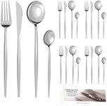 Eidsefe Silverware Set，20-Piece Premium Stainless Steel Cutlery Set，Satin Finish Flatware Set ，Include Fork Knife Spoon Flatware Sets,Service for 5，Dishwasher Safe (Silvery)