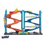 Hot Wheels City Racetrack, Transforming Race Tower, 2-in-1 Tower Mode or Race Mode for Single or Dual Racing, Includes 1 Toy Car in 1:64 Scale, Toys for Ages 3 and Up, One Pack, HKX43