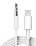 [Apple MFi Certified] Aux Cord for iPhone, Lightning to 3.5 mm AUX Cable for Car Stereo Audio Cable Compatible with iPhone 14/13/12/11/XS/XR/X/8/7 for Car Home Stereo, Speaker, Headphone, -3.3ft white