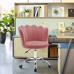 Finch Fox Metal Crown Luxury Revolving Chair With Wheels, Desk Task Chair Velvet Upholstered Seat Ergonomic And Adjustable Swivel Office Chair For Home Office Or Living Room Chair In Pink Color