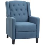 HOMCOM Wingback Push Back Recliner Armchair, Microfibre Cloth Reclining Chair with Leg Rest, Button Tufted, for Home Living Room Theater, Deep Blue