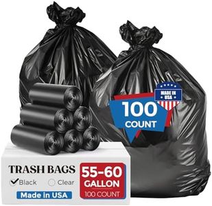 Fuxury 55-60 Gallon Heavy Duty Trash Bags, 100 Count Black Garbage Bags, 23 Mic Thick, 38x58 in, Star-Seal Bottom, Plastic Bags Ideal for Home, Yard & Commercial Use, Made in USA