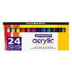 Daler-Rowney Graduate 22ml Acrylic Paint Set, 24 Assorted Colours, High Lightfastness, Water-Based, Solvent-Free, Ideal for Student Artists & Hobbyists