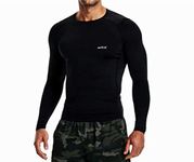 WMX Unisex Full Sleeve Plain Athletic Fit Multi Sports Compression T-Shirt, Top Inner Wear (Medium, Black)