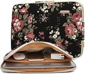 KAYOND Black Chinese Rose Pattern Water-Resistant 14 inch Canvas Laptop Sleeve with Pocket 14 inch 14.1 inch Laptop case MacBook Pro 15.4 A1707