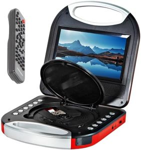 Magnavox MTFT750-RD Portable 7 inch TFT DVD/CD Player with Remote Control and Car Adapter in Red | Rechargeable Battery | Headphone Jack | Built-in Speakers |