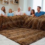 MACEVIA California King Blanket for Bed, Big Soft Blanket 120x120 Inches, Giant Flannal Fleece Blanket Fits The Whole Family and Outdoor for Bed, Sofa, Couch, and Camping (Brown Leopard, 120"x120")