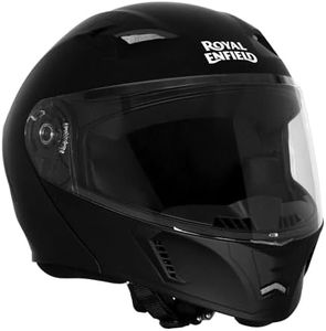 ROYAL ENFIELD MOD Adroit Helmet | ISI Certified | Flip- up Modular | High Impact Grade Thermoplastic Shell | High Density EPS Liner for Better Impact Protection | UV Treated Visor | Black (M) 58 CM