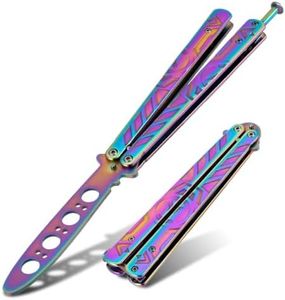 Little World Butterfly Knife - 1 Pack Trainer Practice Tool Steel Metal - Pro Folding Knife Unsharpened with Ergonomic Handle - Training Knife Practicing Flipping Tricks