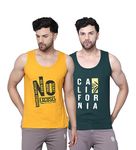 TEEX Designer Men Vest Versatile Cotton Sando/Baniyan/Ganji For Boys - Perfect For Gym Workouts, Vacations, And Beaches (In, Alpha, L, Regular, California Bottle Green, Mustard)