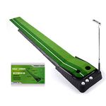 SAVICOS Golf Putting Green – Portable Mat with Auto Ball Return Function – Dual-Track Golf Practice Training Aid, Gift for Home, Office, Indoor & Outdoor Use – 3 Bonus Balls