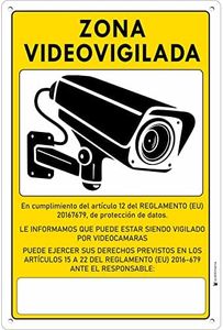 pubblimania ZONA VIDEOVIGILADA | Cartel de aluminio 3 mm (Cm 20x30, Zona Videovigilada)