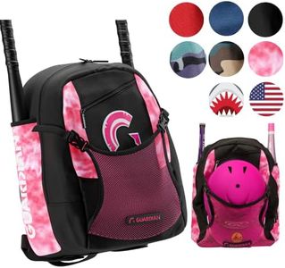 Guardian Rookie Baseball BackPack for Boys or Girls - Bat Pack Bag For Kids External Helmet Storage - Holds Two Bats - White/Pink Tie Dye