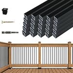 Muzata 25Pack 36" Aluminum Deck Balusters Square Black Deck Railing Stair Porch Staircase Spindles 3/4" Diameter Hollow for Wood and Composite Deck, WT13