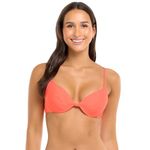 Body Glove Women's Smoothies Greta Solid Molded Cup Push Up Underwire Bikini Top Swimsuit, Sunset, Large