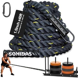 SOHIDAS 40FT Weight Sled Rope Workout Sled Pulling Ropes, Sled Push Gym Equipment Weight Sled Pull Rope for Training Tire Pulling Workout Fitness Resistance Football Exercise Equipment for Men Women