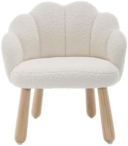 DAYAOUTDOOR Toddler Chairs, Kid Chairs with Solid Wooden Frame, Toddler Armchair Comfy, Upholstered Kids Chair with Flower Back, Kid Sofa, Toddler Couch for Playroom, Kindergarten & Preschool, White