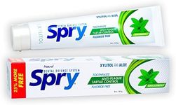 Spry Xylitol Toothpaste, Fluoride Free, Natural Spearmint, Anti-Plaque and Tartar Control, 150ml