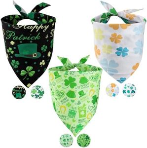 FHTONGE Native St. Patrick's Day Dog Bandanas Double Layer, 3 Pack 6 Pattern Reversible Lucky Shamrock Clover Holiday Pet Bandanna, Fall Towser Bandana Dog Drool Bib for Medium to Large Dogs (XLarge)
