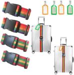 8 Pack Luggage Strap Luggage Tag Set, Travel Adjustable Luggage Strap and Tags for Luggage Packing Strap, Non-Slip Travel Luggage Strap, Travel Accessories (Multi-Color 2)