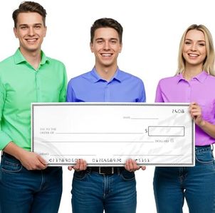 Giant Check (35 x 13.5 inches) - Big Checks for Presentations, Awards, Donations, Ceremonies and Events