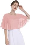 Wedding Capes Bridal Capelet Chiffon Lace Shrug Shawls and Wraps for Evening Dress (Blush)