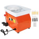 FLKQC 25CM Pottery Wheel Pottery Forming Machine 350W Electric DIY Clay Tool Machine Removable ABS Basin, Pottery Ceramic Clay Work Forming Machine with Adjustable Lever and Feet Lever Pedal (Orange)