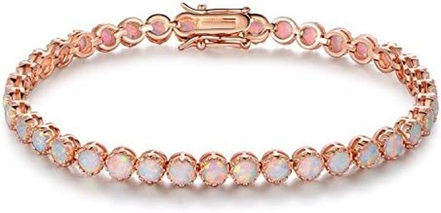 Barzel 18K Rose Gold Plated Created Opal Tennis Bracelet Crown (Rose Gold)