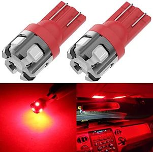 PHINLION 194 LED Light Bulb Red Super Bright 168 2825 W5W T10 Wedge 6-SMD 3030 Chipsets LED Replacement Bulbs for Car Dome Map Parking Door Courtesy Side Marker License Plate Lights