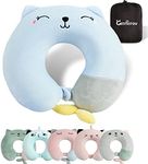 Travel Pillow - Soft Memory Foam Neck Pillow for Adults, Kids, Children, Convenient & Portable U Shaped Neck Pillows, Cute Animal Airplane pillow for Home, Office, Camping, Travelling, Sleeping (Blue)