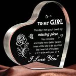 Girlfriend Gifts, Girlfriend Birthday Gifts, Christmas Valentines Gifts for Her, Anniversary Birthday Gifts for Girlfriend Fiancee GF - Heart Shaped Acrylic Plaque Keepsake Love Gifts for Her