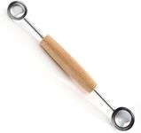 Norpro Double Melon Baller w/Wood Handle, 8 In, Brown