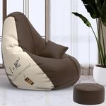 Biggie Bean Bag with Beans Filled 4XL VibeBoost Premium Bean Bag with Free Cushion and Footrest - Official : Brewed Bliss Combo (Matching Color : Regular, e=mc2 Brown Cream)