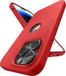 Vaku Luxos® Liquid Silicon Logo-Cut for iPhone 14 Pro Case Cover, Soft TPU, Shockproof, Scratch Resistant, 6 Feet Drop Protection, Compatible with iPhone 14 Pro Back Cover - Red