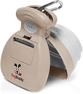DogBuddy Pooper Scooper, Portable Dog Pooper Scooper, Poop Scoop for Small and Large Dogs, Pooper Scooper with Bag Attachment, Leash Clip and Dog Poop Bags Included (Medium, Taupe)