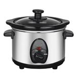 1.5L Slow Cooker - Stainless Steel Food Heater with 3 Heat Settings + Removable Inner Ceramic Bowl - Stew & Stir Steam Grill 120w | Family Sized Cooking Machine, Energy Efficient, Removable Pot