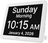 Robin Clock with Day and Date for Elderly, Clocks for Seniors, Dementia Clock, Digital Calendar Clock Elderly Bedside Clocks Seniors Alzheimers Products Dementia Clocks Seniors Extra Large, White 15"