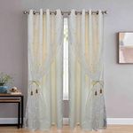 JVIN FAB Cotton Embroidered Floral Grommet Curtains Window Curtain Pooja Room/Living Room/Dining Hall/Hotel/Bedroom/Kid Room/Kitchen (7 Ft, Pearl White) - Set Of 2