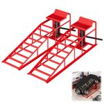 WUDLEP 2 Pack Auto Car Truck Service Ramps, 5 Ton Capacity Vehicle Service Ramps, Adjustable Auto Maintenance Loading Platforms for Oil Changes and Maintenance, Red