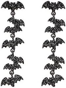 Halloween Earrings Black Bat Dangle Earrings Boo Earrings Cute Pumpkin Earrings Statement Spider Spooky Earrings Fun Halloween Holiday Scary Decorations Party Jewelry Gifts for Women Girls, Metal, no