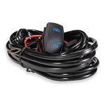 FieryRed Wiring Harness Kits - Universal 1 Lead LED Light Bar Wiring Kit with 12VDC/40A Relay ON-Off Blue Laser Rocker Switch 30A Fuse for LED Off-Road Driving Lights Work Lights