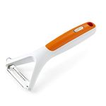 Zyliss E950019 Julienne Peeler, 25cm/10in, Plastic/Stainless Steel, White/Orange, Create Strips of Fruit and Vegetables, Ergonomic Handle, Dishwasher Safe