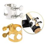 QOOWFEANIG 2pcs Clarinet Ligature, Bb Clarinet Mouthpiece Ligature B Flat with Adjustable Screws Clarinet Ligature Fastener for Musicians Beginners (Golden, Silver）