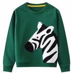 Little Hand Toddler Boys Sweatshirt Zebra Jumper Long Sleeve Top Shirt Toddler Cotton Casual Pullover Kids Clothes Age 4-5 Years