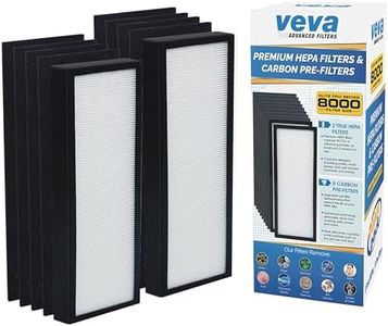 VEVA 8000 Elite Pro Series Air Purifier 2 HEPA & 8 Carbon Pre-Filters Activated Carbon Pre Filters Removes Allergens, Smoke, Dust, Pet Dander & Odor Air Cleaner Home & Office, 325 Sq Ft.