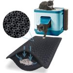 Bazerga Cat Litter Mat for Cat Litter Box and Cat Toilet, Waterproof Non-Toxic, Double Layer 100% EVA with Cat Paw Design. (38 X 61 Black)