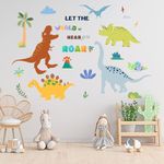 Amimagen Dinosaur Wall Stickers - Dino Palm Tree Wall Decals - Nursery Kids Baby Girls Boys Room Daycare Kindergarten Playroom Classroom Wall Decor